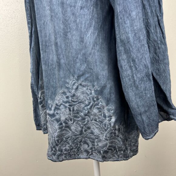 Andree by Unit Cardigan Women Small Bllue Chambray Floral Embroidered Casual - Picture 11 of 15